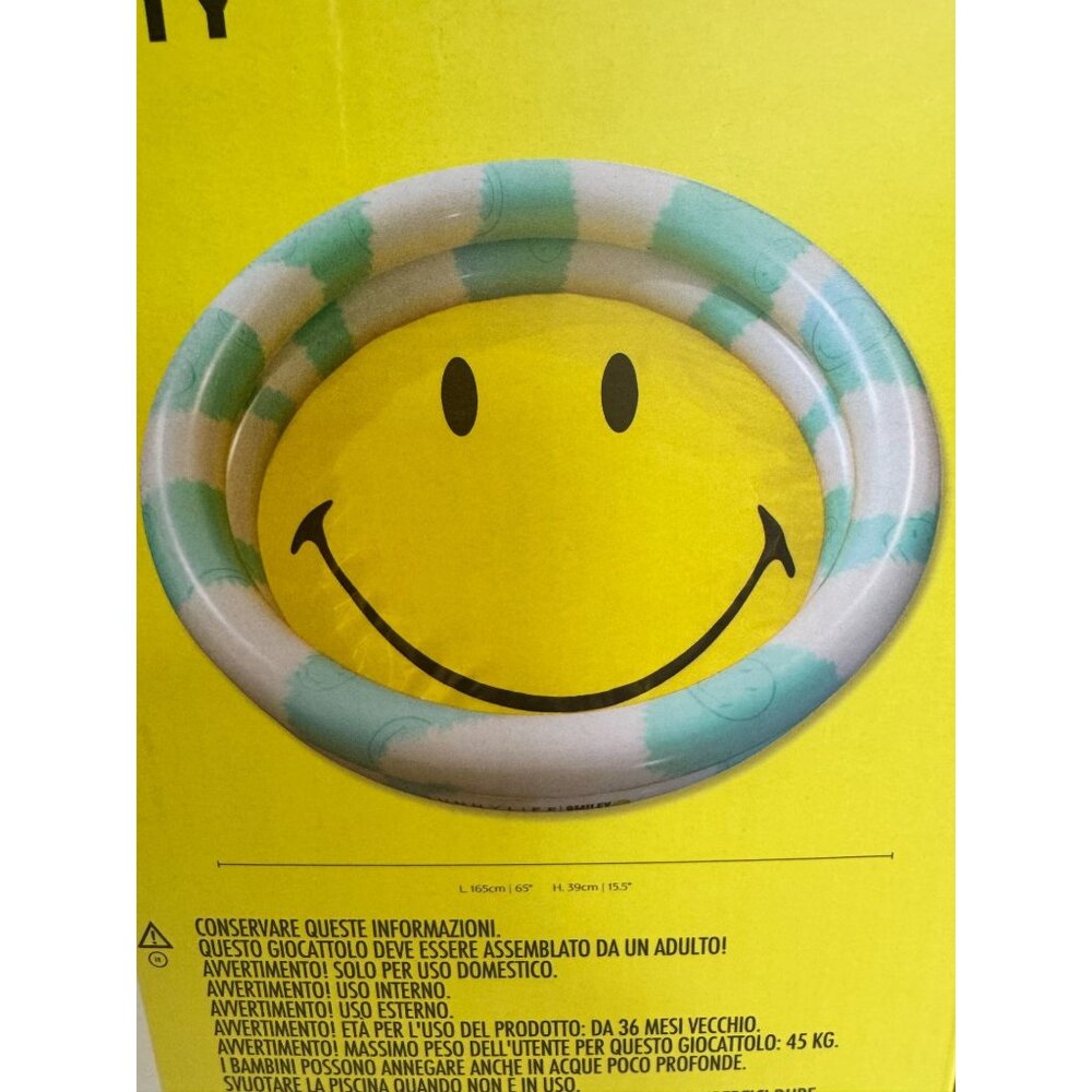 Sunnylife Inflatable Smiley Face Pool 65" x 15.5" New In Box - Picture 2 of 8